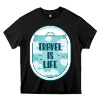 Black Travel Is Life Funny Traveling Gift Heavy Core Tee - minhPixels
