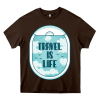 Chocolate Brown Travel Is Life Funny Traveling Gift Heavy Core Tee - minhPixels