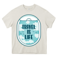 Cream Travel Is Life Funny Traveling Gift Heavy Core Tee - minhPixels