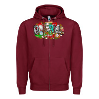 Burgundy baseball vibes Zipper Hoodie - CowhideDigitalArt