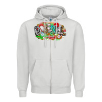 Dove Grey baseball vibes Zipper Hoodie - CowhideDigitalArt