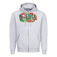 Heather Grey baseball vibes Zipper Hoodie - CowhideDigitalArt