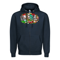 Navy baseball vibes Zipper Hoodie - CowhideDigitalArt