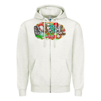 Oatmeal Heather baseball vibes Zipper Hoodie - CowhideDigitalArt