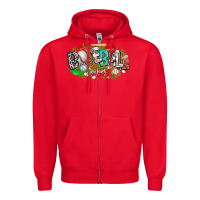 Red baseball vibes Zipper Hoodie - CowhideDigitalArt