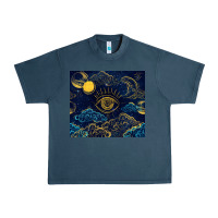 Midnight Navy evil eye moon Urban Heavy Tee - TumblerDesignByShophia