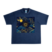 Navy evil eye moon Urban Heavy Tee - TumblerDesignByShophia