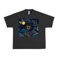 Pigment Black evil eye moon Urban Heavy Tee - TumblerDesignByShophia