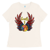 Bone angel wings softball Ladies Tee - Jasminsmagicworld