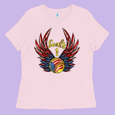 Angel Wings Softball Ladies Tee Designed By Jasminsmagicworld