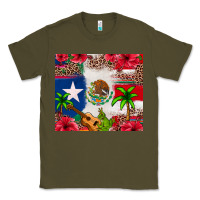 Army Green Mexican and Puerto Rico flag Classic Tee - texasbilliewilder