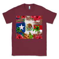 Burgundy Mexican and Puerto Rico flag Classic Tee - texasbilliewilder