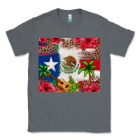 Charcoal Heather Mexican and Puerto Rico flag Classic Tee - texasbilliewilder