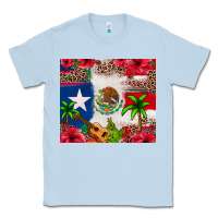 Dusty Blue Mexican and Puerto Rico flag Classic Tee - texasbilliewilder
