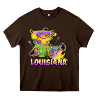Chocolate Brown louisiana mardi gras state map Heavy Core Tee - LillyAllenDesigns