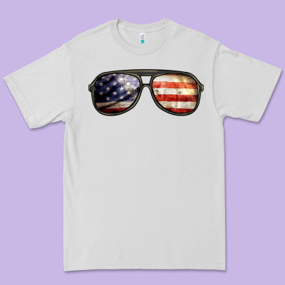 Amerıcan Flag Glasses Premium Tee Designed By Barkaloodesign
