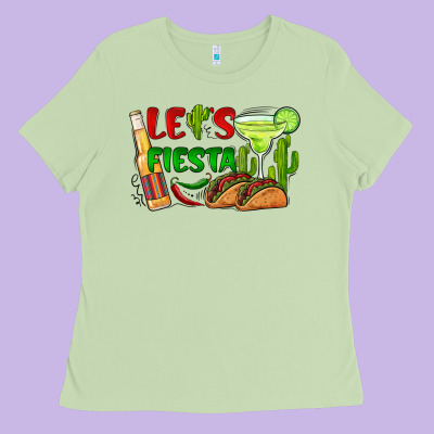 Let's Fiesta Taco And Beer Ladies Tee Designed By Barkaloodesign