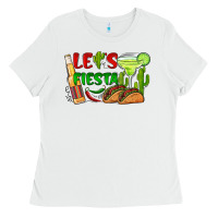 White let's fiesta taco and beer Ladies Tee - BarkalooDesign