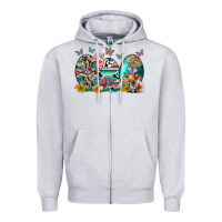 Heather Grey easter easter eggs Zipper Hoodie - CowhideDigitalArt