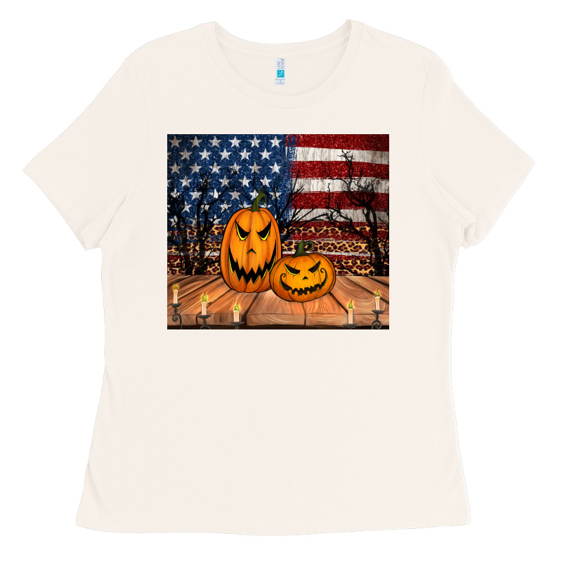 Halloween American Flag Tumbler Ladies Tee by Jasminsmagicworld | Teevron