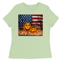 Matcha halloween american flag tumbler Ladies Tee - Jasminsmagicworld