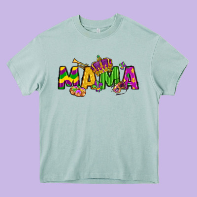Mama Mardi Gras Heavy Core Tee Designed By Lillyallendesigns