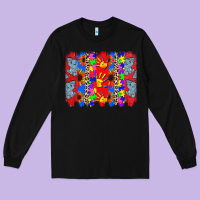 Autism Brushstrokes Long Sleeve Tee Designed By Cowgirlartshop
