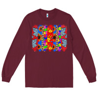 Burgundy Autism brushstrokes Long Sleeve Tee - CowGirlArtShop