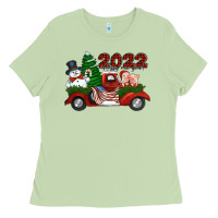Matcha happy new year 2022 christmas truck with american flag Ladies Tee - Jasminsmagicworld
