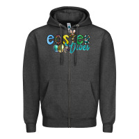 Charcoal Heather easter vibes Zipper Hoodie - CowhideDigitalArt