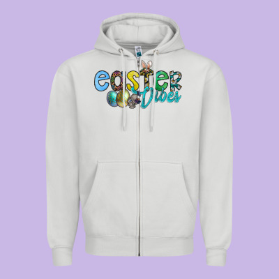 Easter Vibes Zipper Hoodie Designed By Cowhidedigitalart