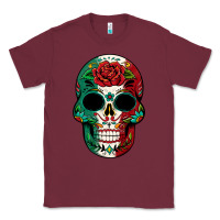 Burgundy Mexican Skull Classic Tee - texasbilliewilder