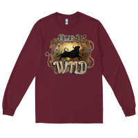 Burgundy Keep it wild western bull Long Sleeve Tee - HowdyJamesFarm
