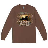 Chestnut Keep it wild western bull Long Sleeve Tee - HowdyJamesFarm