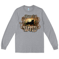 Heather Grey Keep it wild western bull Long Sleeve Tee - HowdyJamesFarm