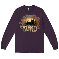 Plum Keep it wild western bull Long Sleeve Tee - HowdyJamesFarm