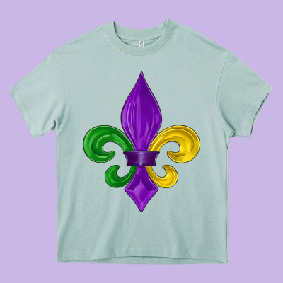 Mardi Gras Fleur De Lis Heavy Core Tee Designed By Lillyallendesigns