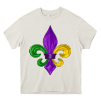 Cream mardi gras fleur de lis Heavy Core Tee - LillyAllenDesigns