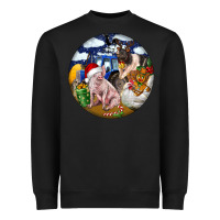 Black Farm And Pig Heavyweight Sweatshirt - FaDigitalArtStudio