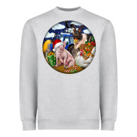 Heather Grey Farm And Pig Heavyweight Sweatshirt - FaDigitalArtStudio