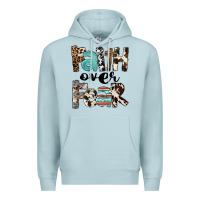 Blue Mist Faith Over Fear Premium Hoodie - FaDigitalArtStudio