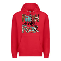 Red Faith Over Fear Premium Hoodie - FaDigitalArtStudio