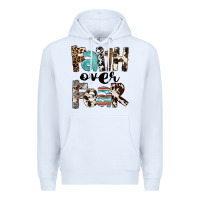 White Faith Over Fear Premium Hoodie - FaDigitalArtStudio