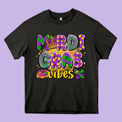 Mardi Gras Vibes Heavy Core Tee Designed By Lillyallendesigns