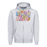 Heather Grey lunch lady easter Zipper Hoodie - CowhideDigitalArt
