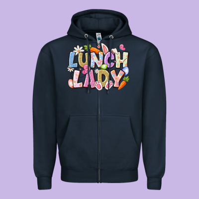 Lunch Lady Easter Zipper Hoodie Designed By Cowhidedigitalart