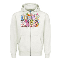 Oatmeal Heather lunch lady easter Zipper Hoodie - CowhideDigitalArt