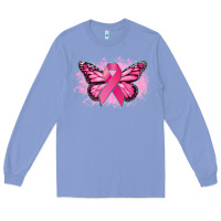 Colony Blue Cancer ribbon butterfly Cancer Awareness Long Sleeve Tee - HowdyJamesFarm