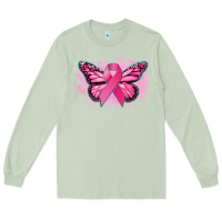 Matcha Cancer ribbon butterfly Cancer Awareness Long Sleeve Tee - HowdyJamesFarm