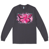 Smoke Cancer ribbon butterfly Cancer Awareness Long Sleeve Tee - HowdyJamesFarm